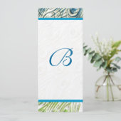 Peacock Feather Swirls Weddenschap Kaart (Staand voorkant)