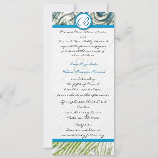 Peacock Feather Swirls Weddenschap Kaart (Achterkant)