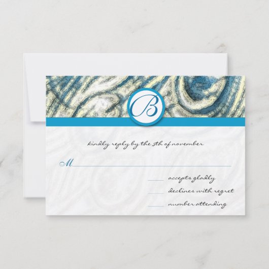 Peacock Feather Swirls Weddenschap RSVP (Achterkant)