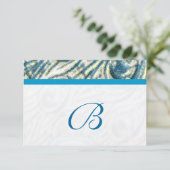 Peacock Feather Swirls Weddenschap RSVP Kaartje (Staand voorkant)