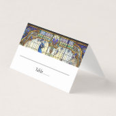 Peacock Feather Table Gevouwen Plaats Kaart (Voorkant)