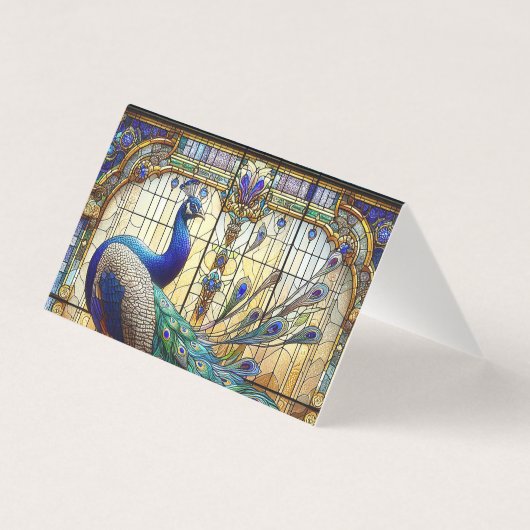 Peacock Feather Table Gevouwen Plaats Kaart (Achterkant)