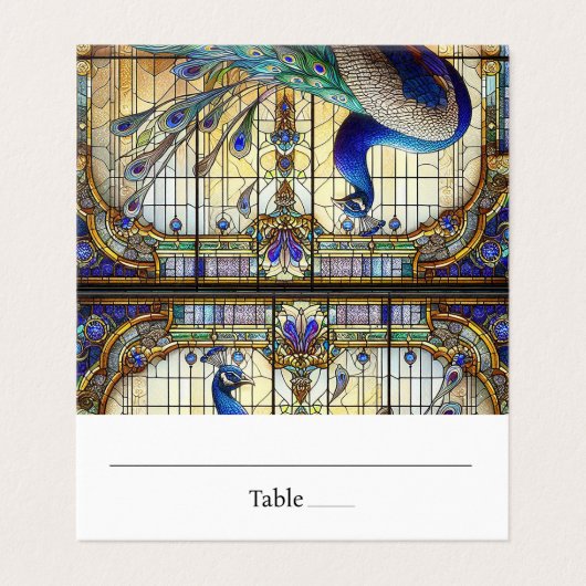 Peacock Feather Table Gevouwen Plaats Kaart (Buitenkant ongevouwen)