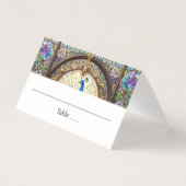 Peacock Feather Table Gevouwen Plaats Kaart (Voorkant)