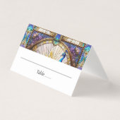Peacock Feather Table Gevouwen Plaats Kaart (Voorkant)