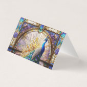 Peacock Feather Table Gevouwen Plaats Kaart (Achterkant)