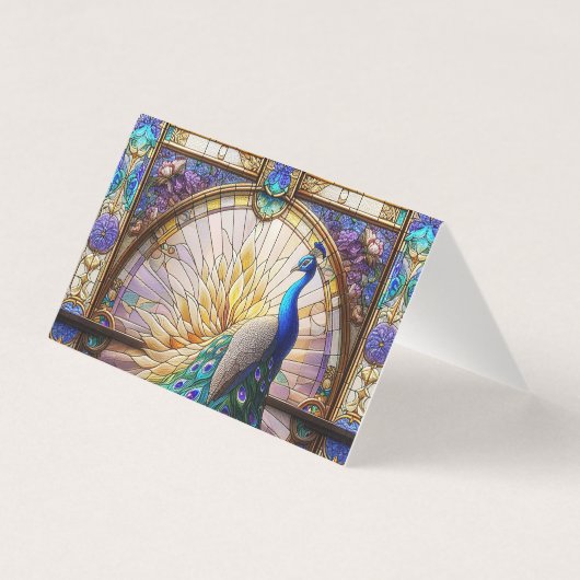 Peacock Feather Table Gevouwen Plaats Kaart (Achterkant)