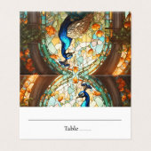 Peacock Feather Table Gevouwen Plaats Kaart (Buitenkant ongevouwen)