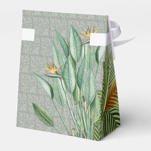 Peacock Feather Tropical Greenery Wedding Bedankdoosjes (Achterkant)