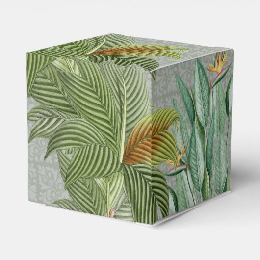 Peacock Feather Tropical Greenery Wedding Bedankdoosjes (Achterkant)