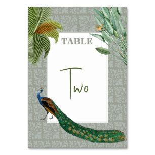 Peacock Feather Tropical Greenery Wedding Kaart