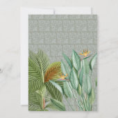 Peacock Feather Tropical Greenery Wedding Kaart (Achterkant)