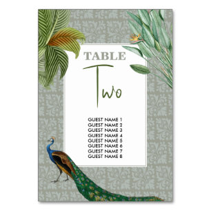 Peacock Feather Tropical Greenery Wedding Kaart