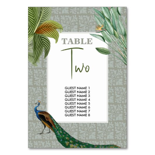 Peacock Feather Tropical Greenery Wedding Kaart (Voorkant)