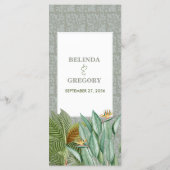  Peacock Feather Tropical Greenery Wedding Menu (Achterkant)