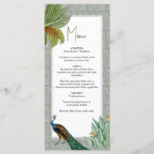  Peacock Feather Tropical Greenery Wedding Menu (Voorkant)