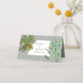  Peacock Feather Tropical Greenery Wedding Plaatskaartje (Achterkant)