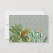  Peacock Feather Tropical Greenery Wedding RSVP Kaartje (Achterkant)