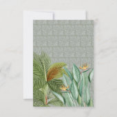  Peacock Feather Tropical Greenery Wedding RSVP Kaartje (Achterkant)