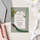 Peacock Feather Tropical Greenery Wedding Vellum Uitnodigingen<br><div class="desc">Een  vredeskolibrie met een tropische groen en een demaspatroon achtergrond. Dit ontwerp is ideaal voor alle seizoenen. Een elegant ontwerp van de waterverf in een hedendaags thema. Een lelijke trouwuitnodiging met glorieuze vredesveren en moderne elementen. Er zijn ook overeenkomende trouwbenodigdheden en andere huwelijksuitnodigingsformaten beschikbaar.</div>