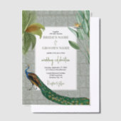  Peacock Feather Tropical Greenery Wedding Vellum Uitnodigingen (Offset)