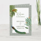 Peacock Feather Tropical Wedding Order of Service Programma (Voorkant)