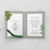 Peacock Feather Tropical Wedding Order of Service Programma (Binnen)