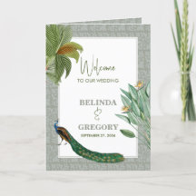 Peacock Feather Tropical Wedding Order of Service