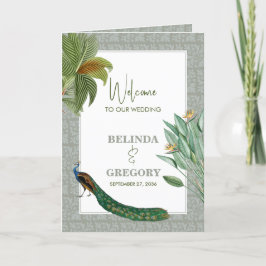 Peacock Feather Tropical Wedding Order of Service Programma