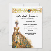 Peacock feather trouwjurk vrijgezellenfeest kaart (Voorkant)