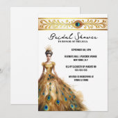 Peacock feather trouwjurk vrijgezellenfeest kaart (Voorkant / Achterkant)