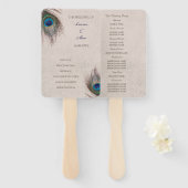 Peacock Feather Trouwprogramma Handwaaier (Voorkant en achterkant)