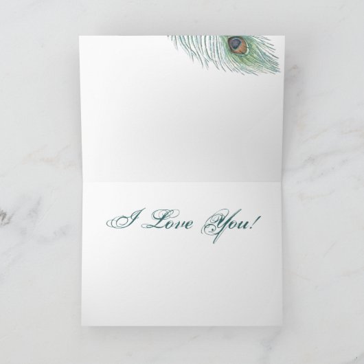  peacock Feather True Love Quote Kaart (Binnen)