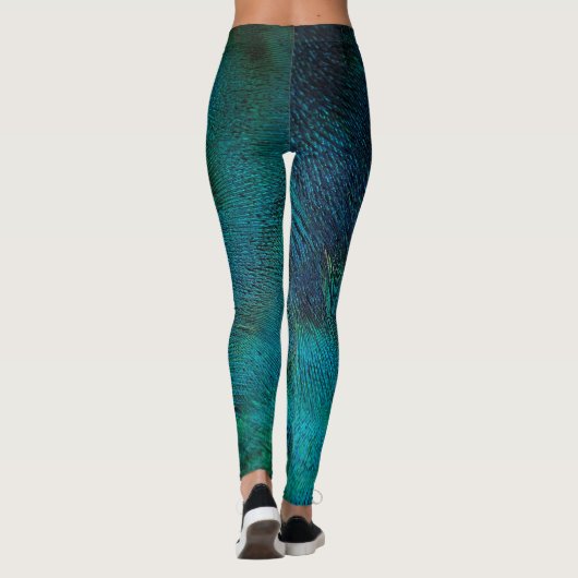Peacock Feather Turquoise & Blue Leggings (Achterkant)