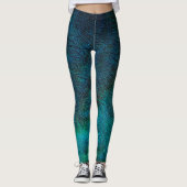 Peacock Feather Turquoise & Blue Leggings (Voorkant)
