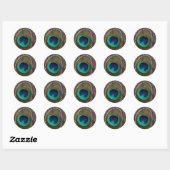 Peacock Feather Upright Close-up Ronde Sticker (Vel)