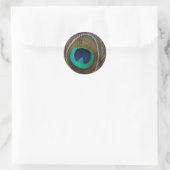 Peacock Feather Upright Close-up Ronde Sticker (Tas)