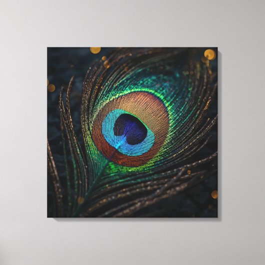 Peacock Feather Wall Art – Elegant Boho Nature Canvas Afdruk (Voorkant)