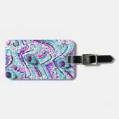 Peacock Feather Waterverf Boho Tribal Bagagelabel (Voorkant horizontaal)