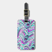 Peacock Feather Waterverf Boho Tribal Bagagelabel (Voorkant verticaal)
