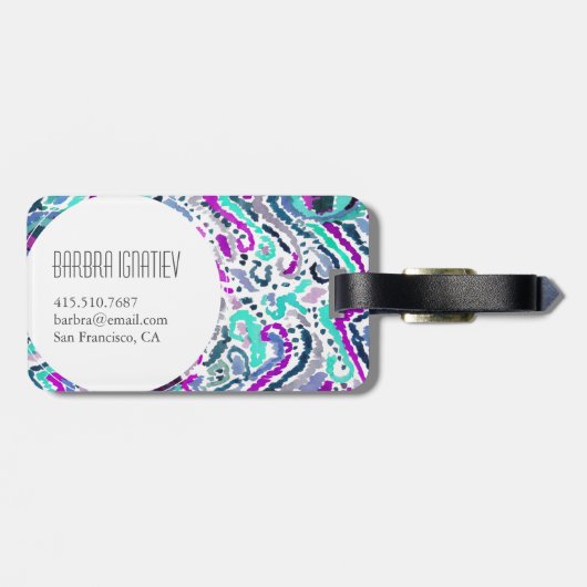 Peacock Feather Waterverf Boho Tribal Bagagelabel (Achterkant horizontaal)