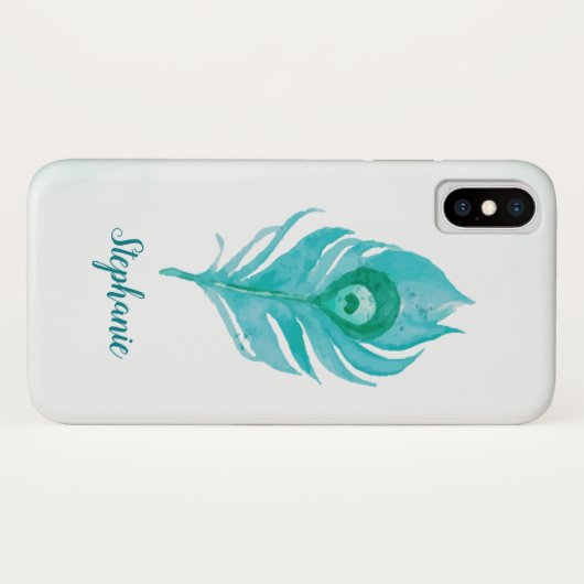 Peacock Feather Waterverf Case-Mate iPhone Case (Achterkant (horizontaal))