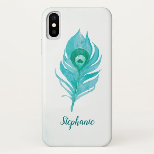 Peacock Feather Waterverf Case-Mate iPhone Case (Achterkant)