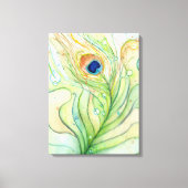Peacock Feather Waterverf Schilderij Canvas Print (Voorkant)