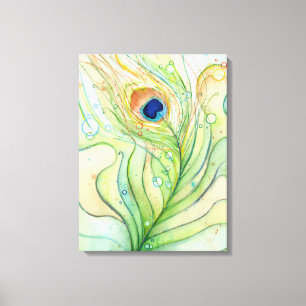 Peacock Feather Waterverf Schilderij Canvas Print