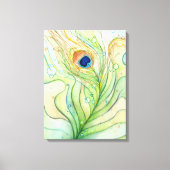 Peacock Feather Waterverf Schilderij Canvas Print (Voorkant)