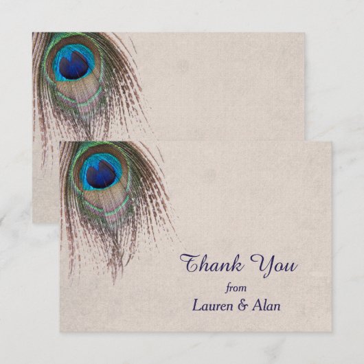 Peacock Feather Wedding Bedankt (Voorkant / Achterkant)