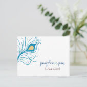 Peacock Feather Wedding Bedankt Briefkaart (Staand voorkant)