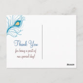 Peacock Feather Wedding Bedankt Briefkaart (Achterkant)