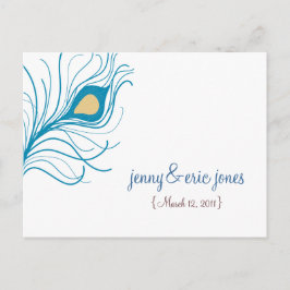 Peacock Feather Wedding Bedankt Briefkaart